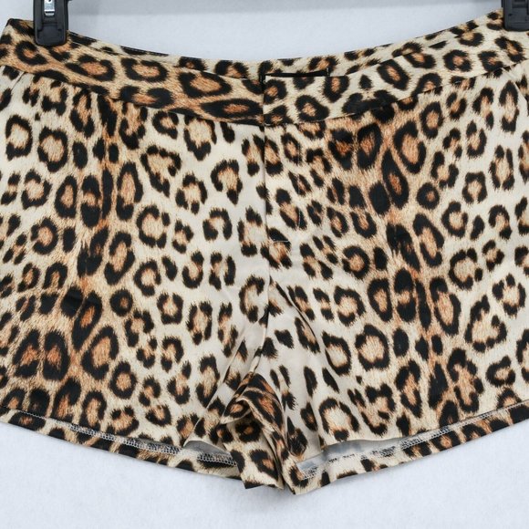 Generation Love Shorts XL Womens Leopard Print Side Pockets Mid Rise Brown - Picture 4 of 7